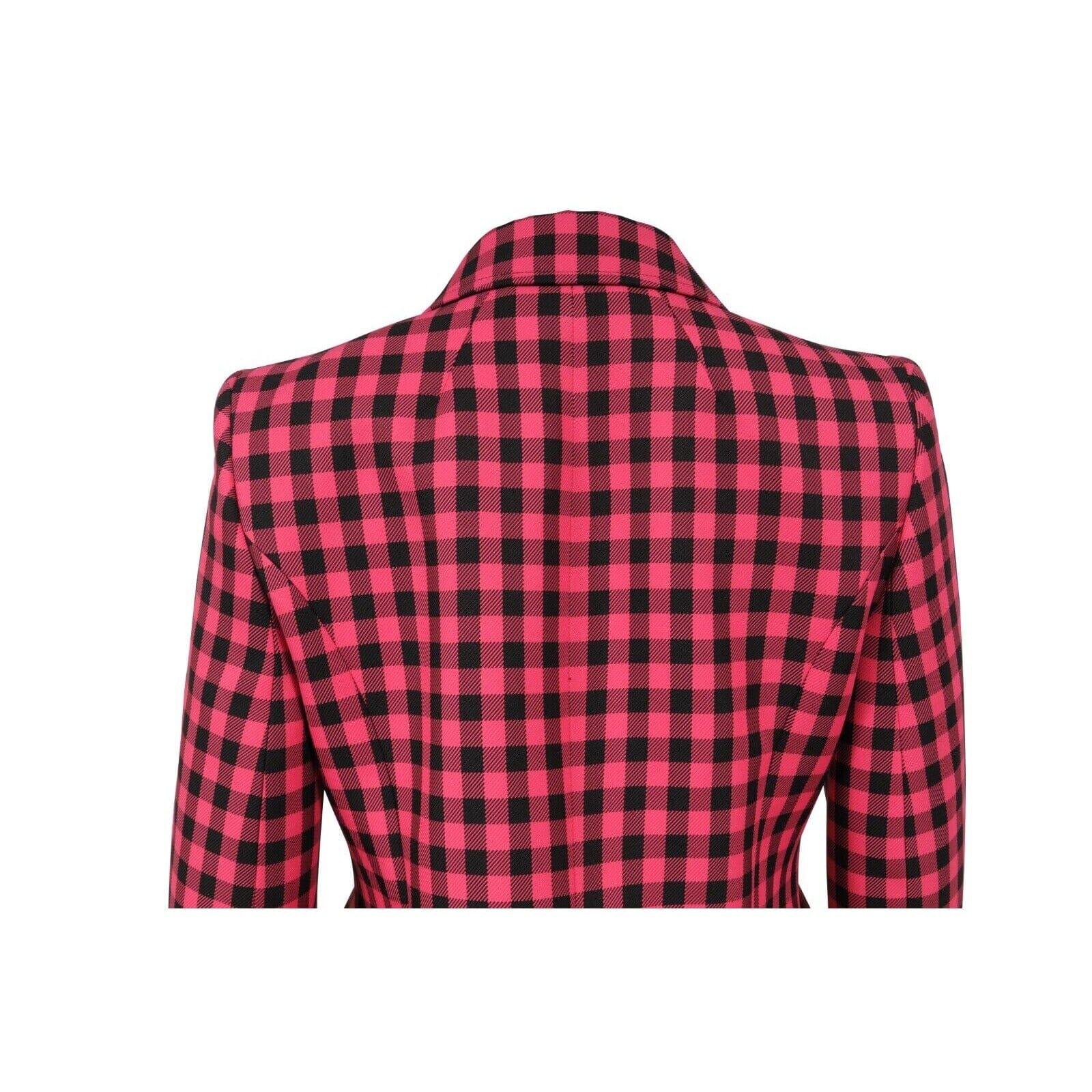 Donna Balenciaga Blazer monopetto a clessidra F38 rosa nero a quadretti in vendita