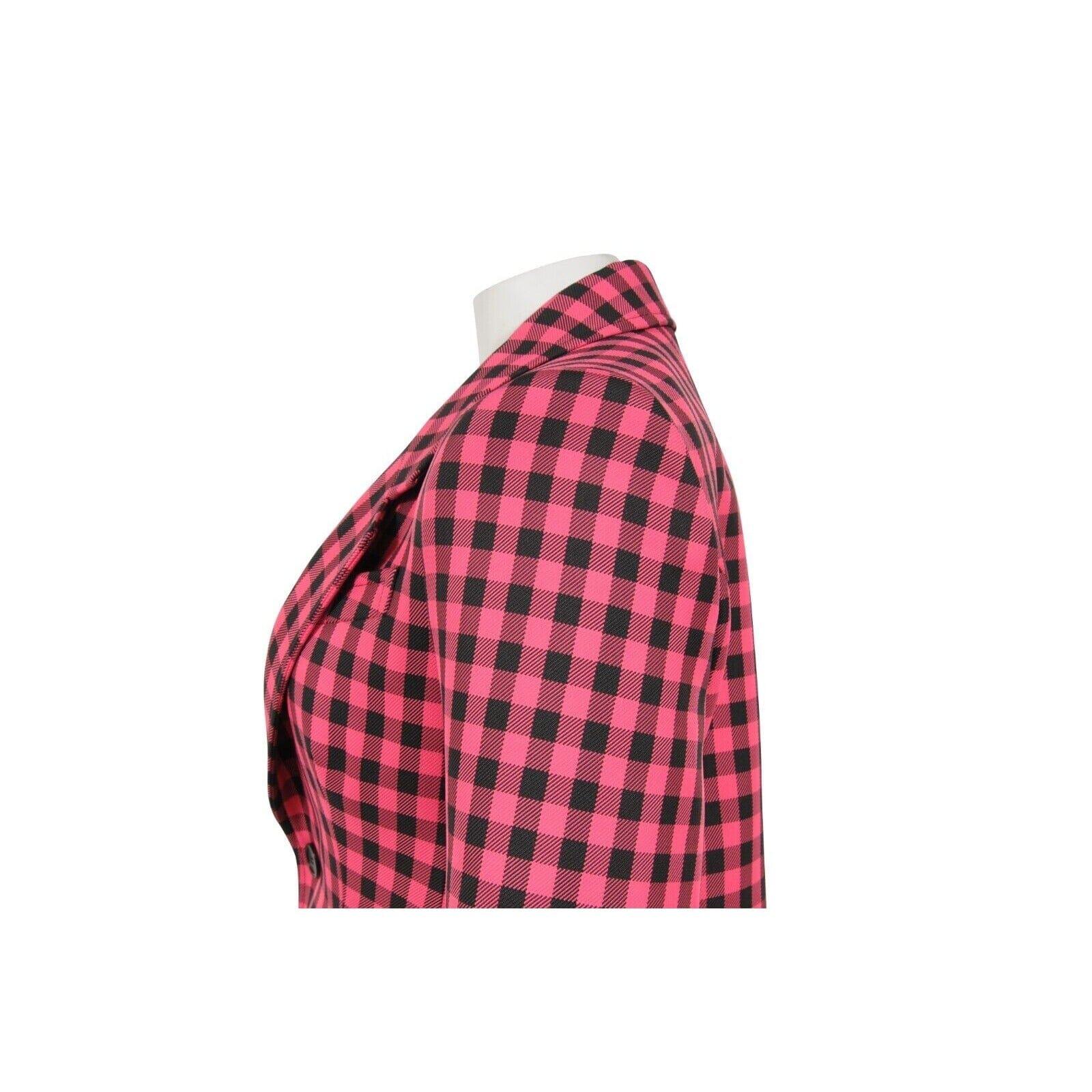 Balenciaga Blazer monopetto a clessidra F38 rosa nero a quadretti in vendita 2