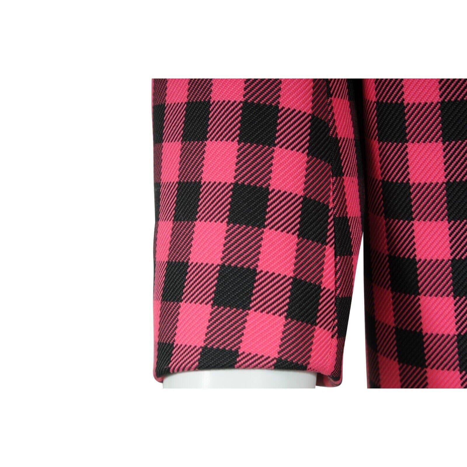 Balenciaga Blazer monopetto a clessidra F38 rosa nero a quadretti in vendita 3