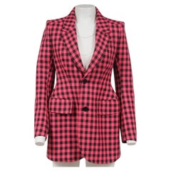 Balenciaga Blazer monopetto a clessidra F38 rosa nero a quadretti