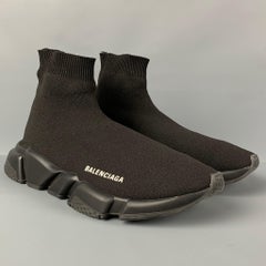 BALENCIAGA Size 10 Black Logo Pull On Speed Sneakers