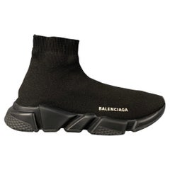 BALENCIAGA Size 10 Black Logo Pull On Speed Sneakers