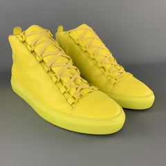 BALENCIAGA Size 11 Yellow Textured Leather ARENA Sneakers