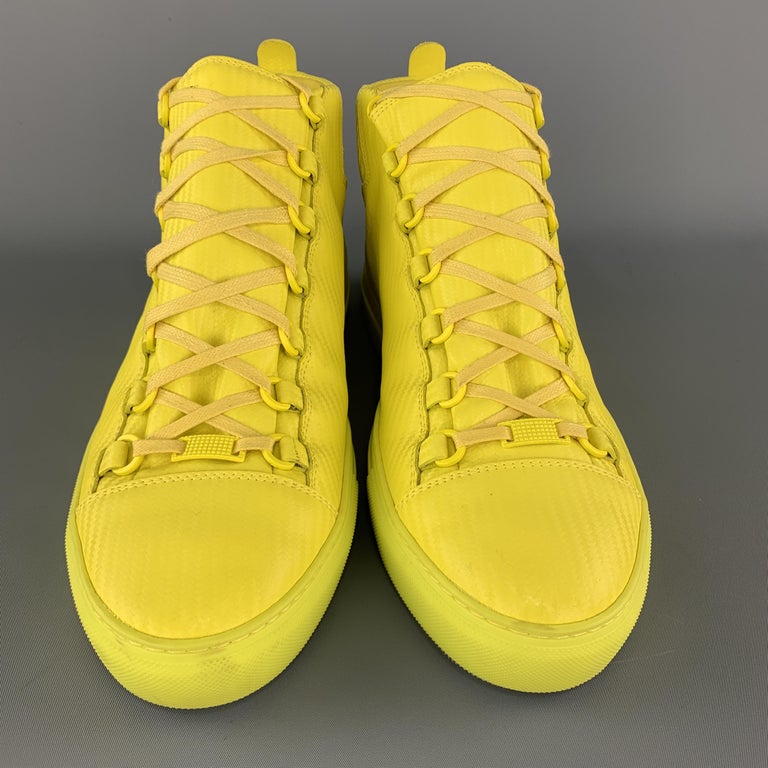 BALENCIAGA Size 11 Yellow Textured Leather ARENA Sneakers at 1stDibs ...