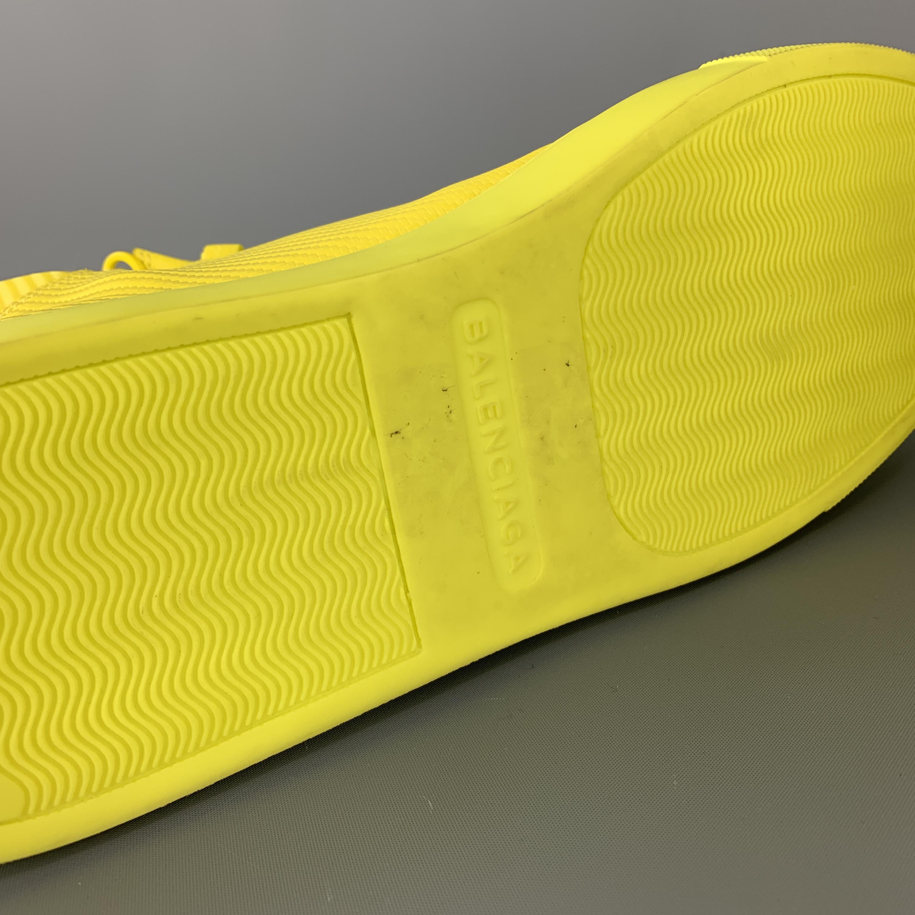 BALENCIAGA Size 11 Yellow Textured Leather ARENA Sneakers 1