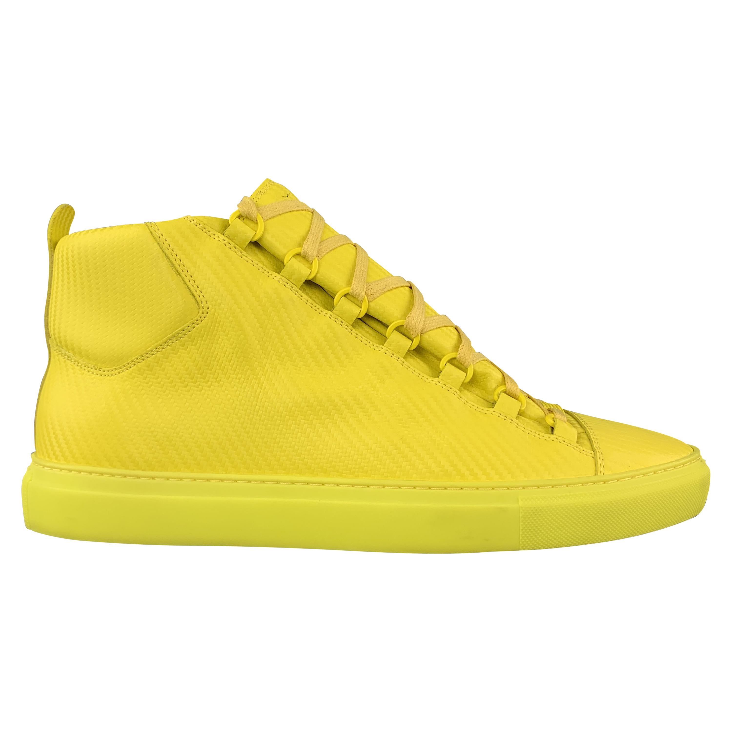 BALENCIAGA Size 11 Yellow Textured Leather ARENA Sneakers at 1stDibs | old balenciaga  shoes, yellow balenciaga arena sneakers, balenciaga 11