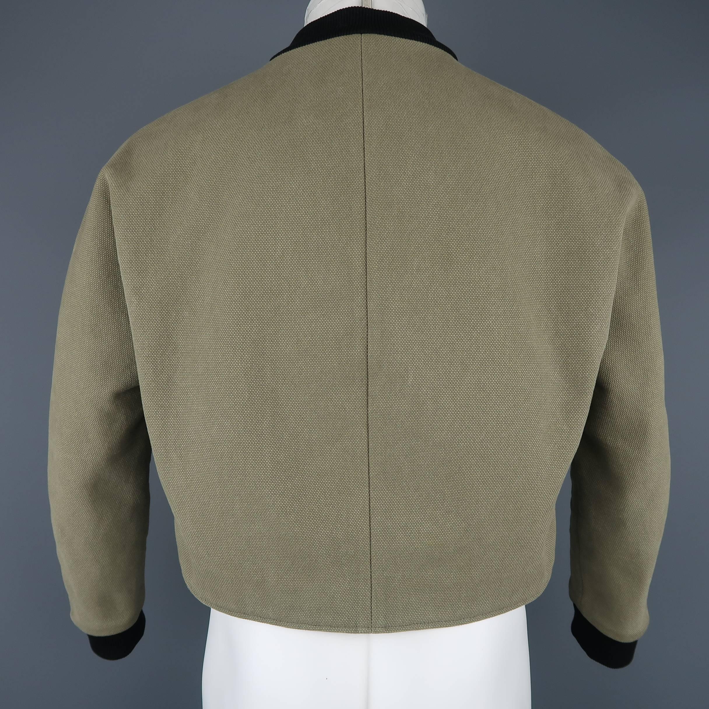 Balenciaga Green Cotton Cropped Cristóbal Bomber Jacket 3