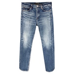 BALENCIAGA Size 31 Blue Wash Denim Button Fly Jeans