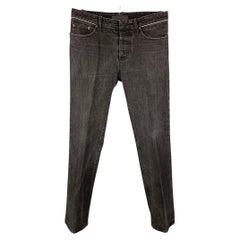 BALENCIAGA Size 33 Black Wash Denim Button Fly Jeans