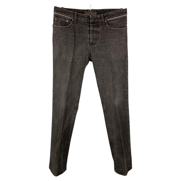 BALENCIAGA Size 33 Black Wash Denim Button Fly Jeans For Sale at 1stDibs