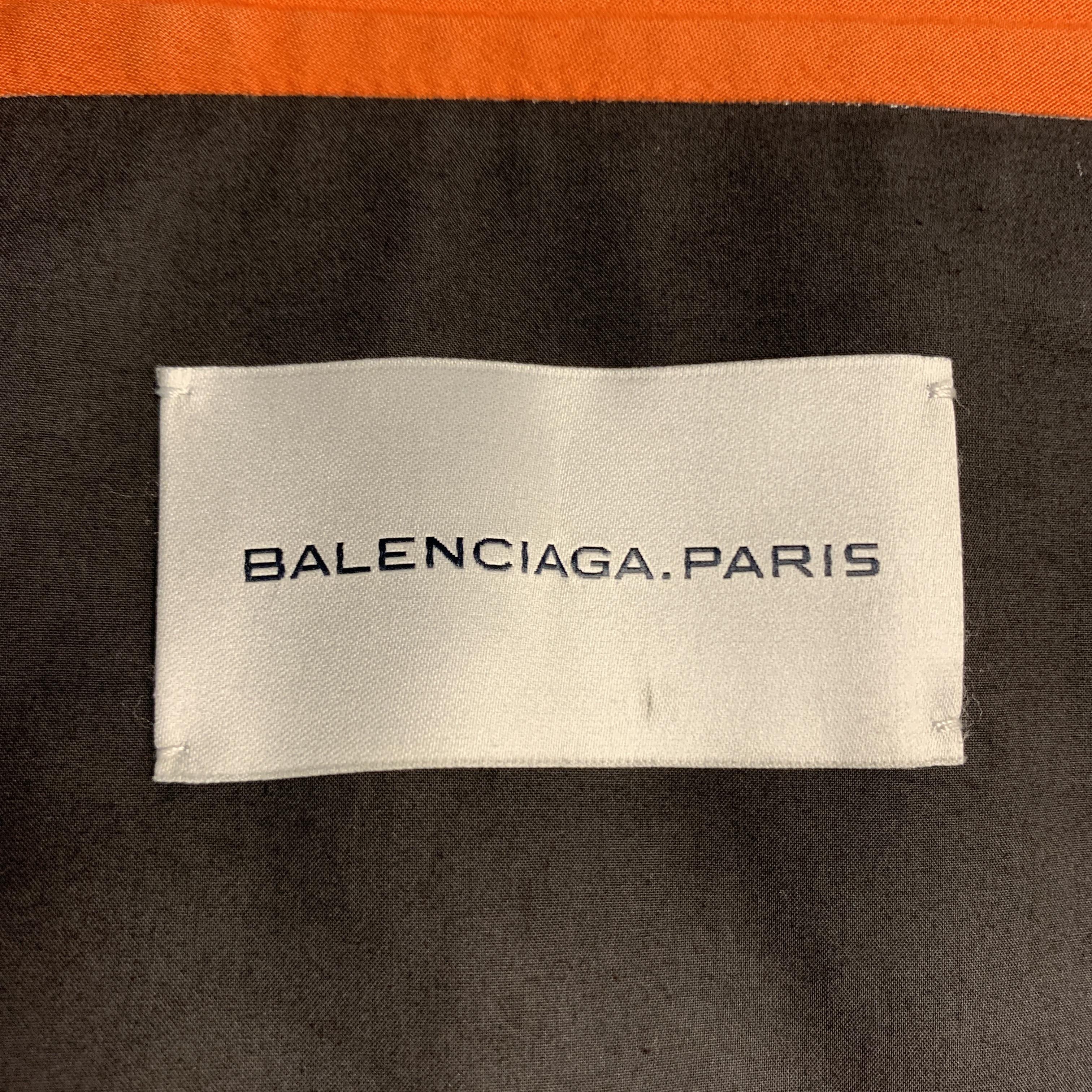 Men's BALENCIAGA Size 38 Khaki Mixed Materials Coated Double Breasted Cotton Coat