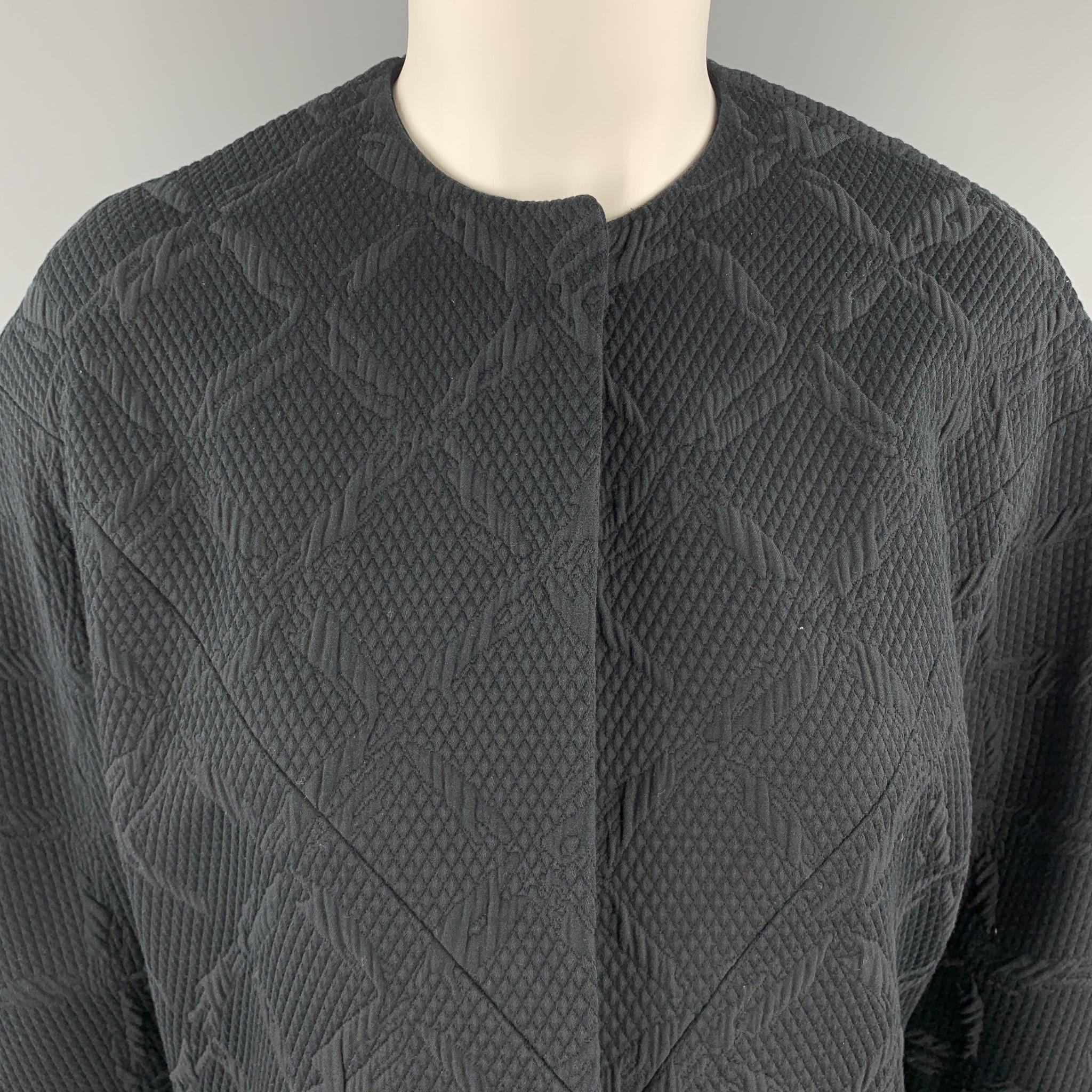 BALENCIAGA by ALEXANDER WANG jacket comes in a wire fence textured cotton jacquard with a round collarless, neckline, single top snap closure, and cropped hem. Made in Italy.  Retail $1795

New with Tags. 
Marked: FR 36

Measurements:

Shoulder: 18