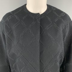BALENCIAGA Size 4 Black Jacquard Cropped Collarless Jacket
