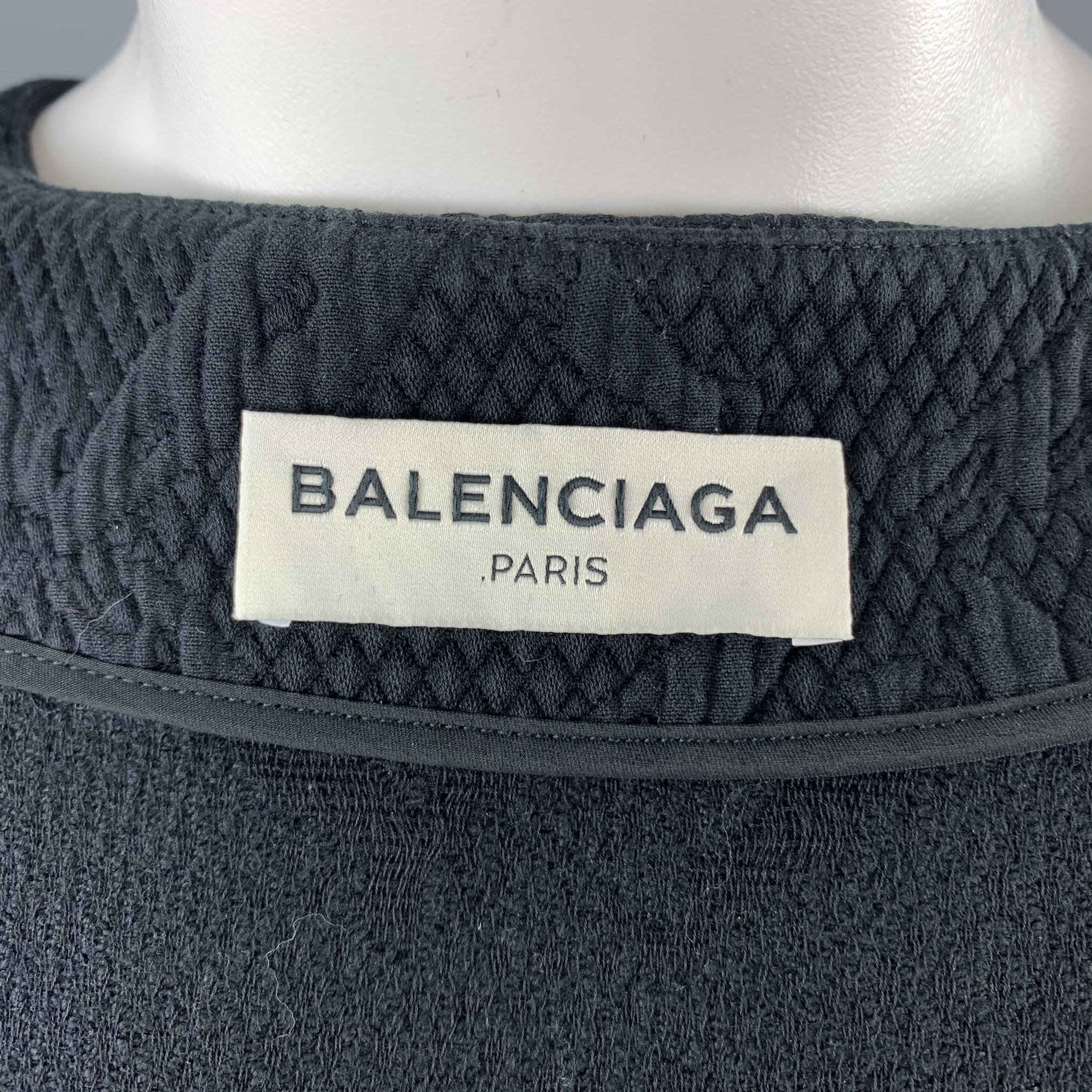 BALENCIAGA Size 4 Black Jacquard Cropped Collarless Jacket 2