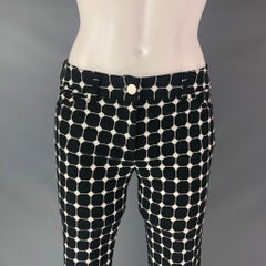 BALENCIAGA Size 4 Black White Cotton & Elastane Checkered Dress Pants