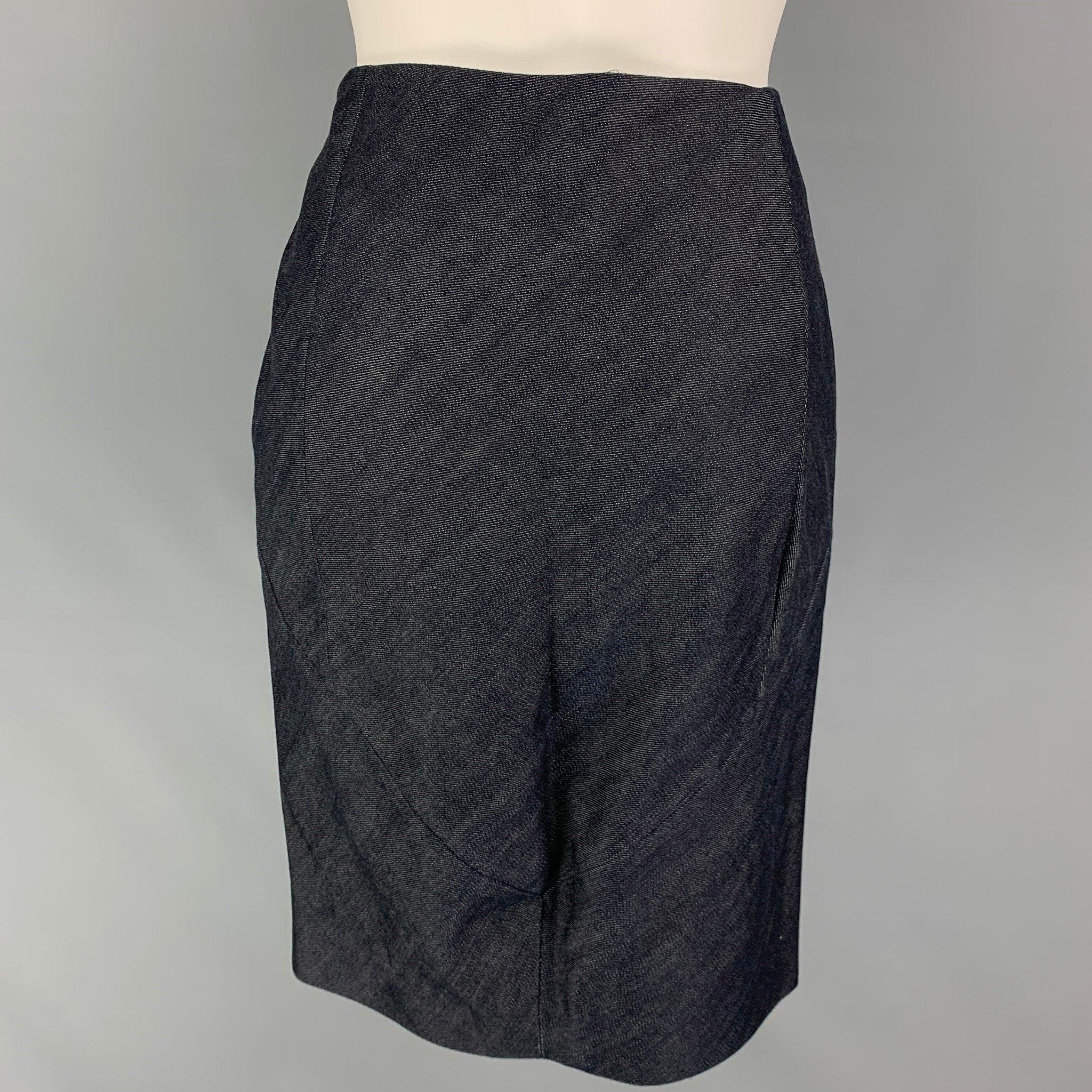Black BALENCIAGA Size 4 Indigo Cotton Pencil Skirt