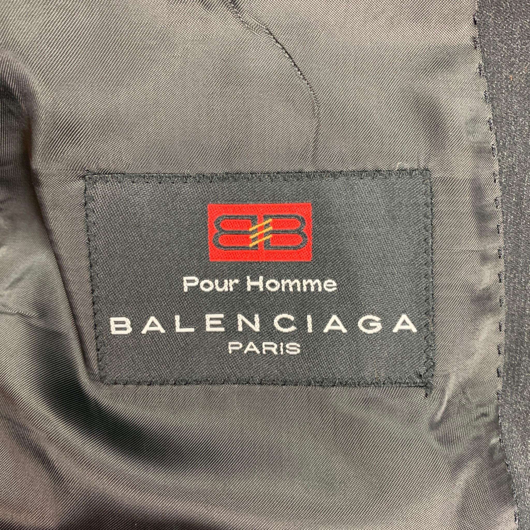 Black BALENCIAGA Size 44 Charcoal Wool Single Breasted Sport Coat