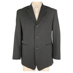 BALENCIAGA Size 44 Charcoal Wool Single Breasted Sport Coat