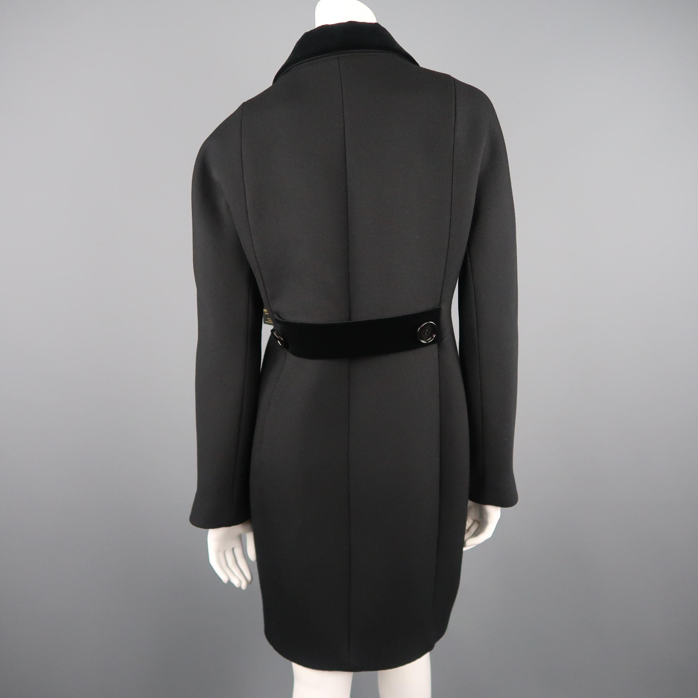 Women's BALENCIAGA Size 6 Black Wool Double Breasted Velvet Collar Coat