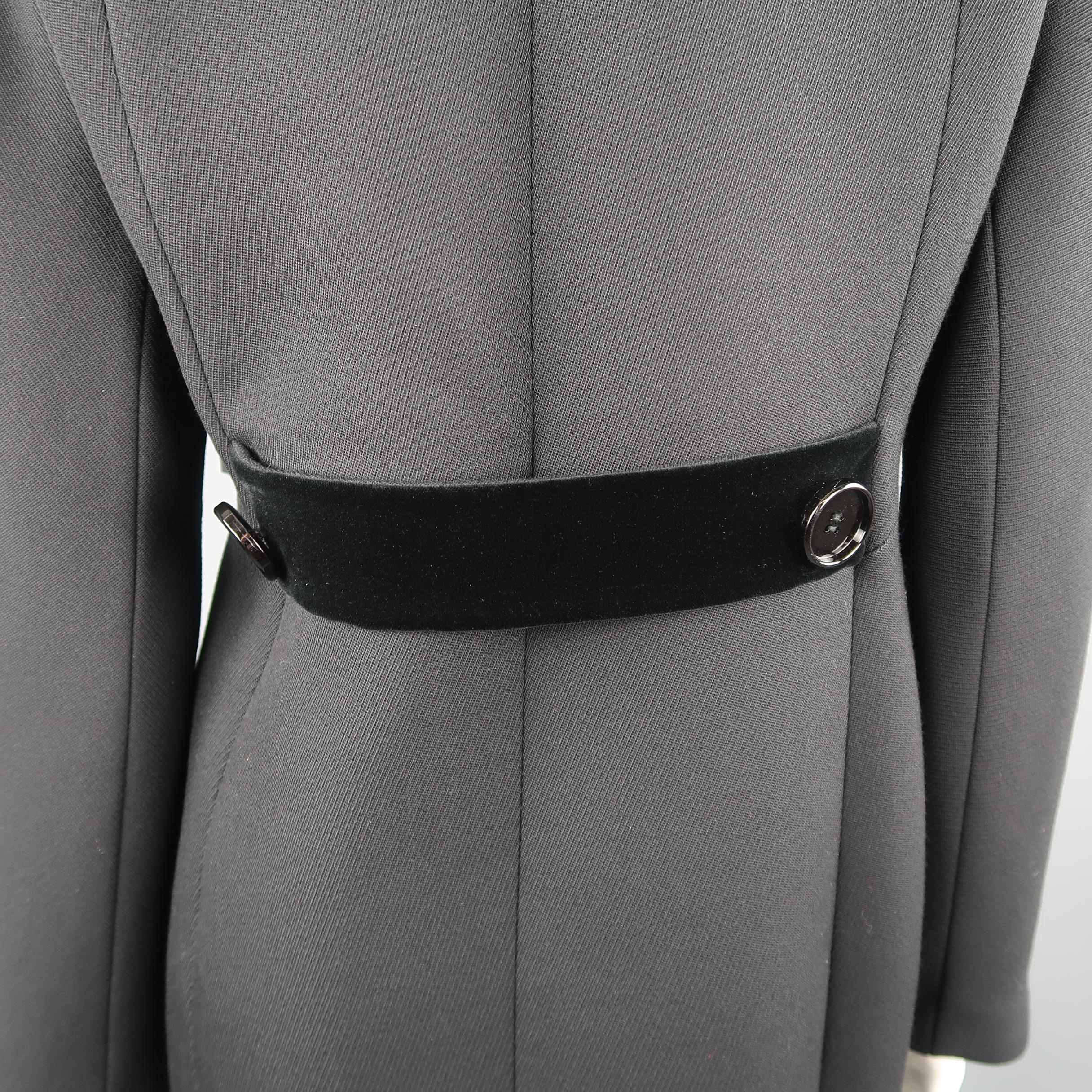 BALENCIAGA Size 6 Black Wool Double Breasted Velvet Collar Coat 1
