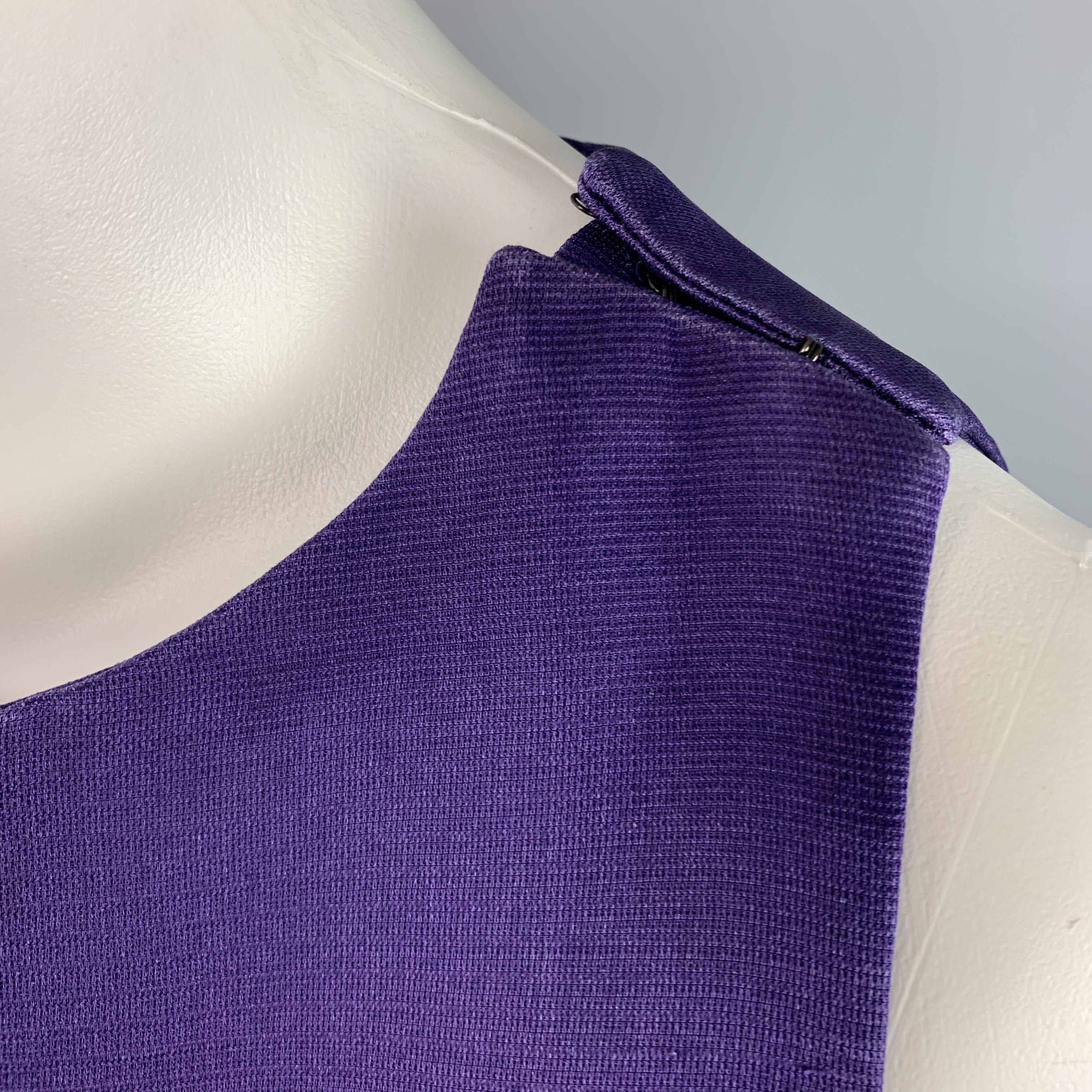 BALENCIAGA Size 6 Purple Silk Sleeveless Ruffle Skirt Sheath Cocktail Dress In Good Condition In San Francisco, CA