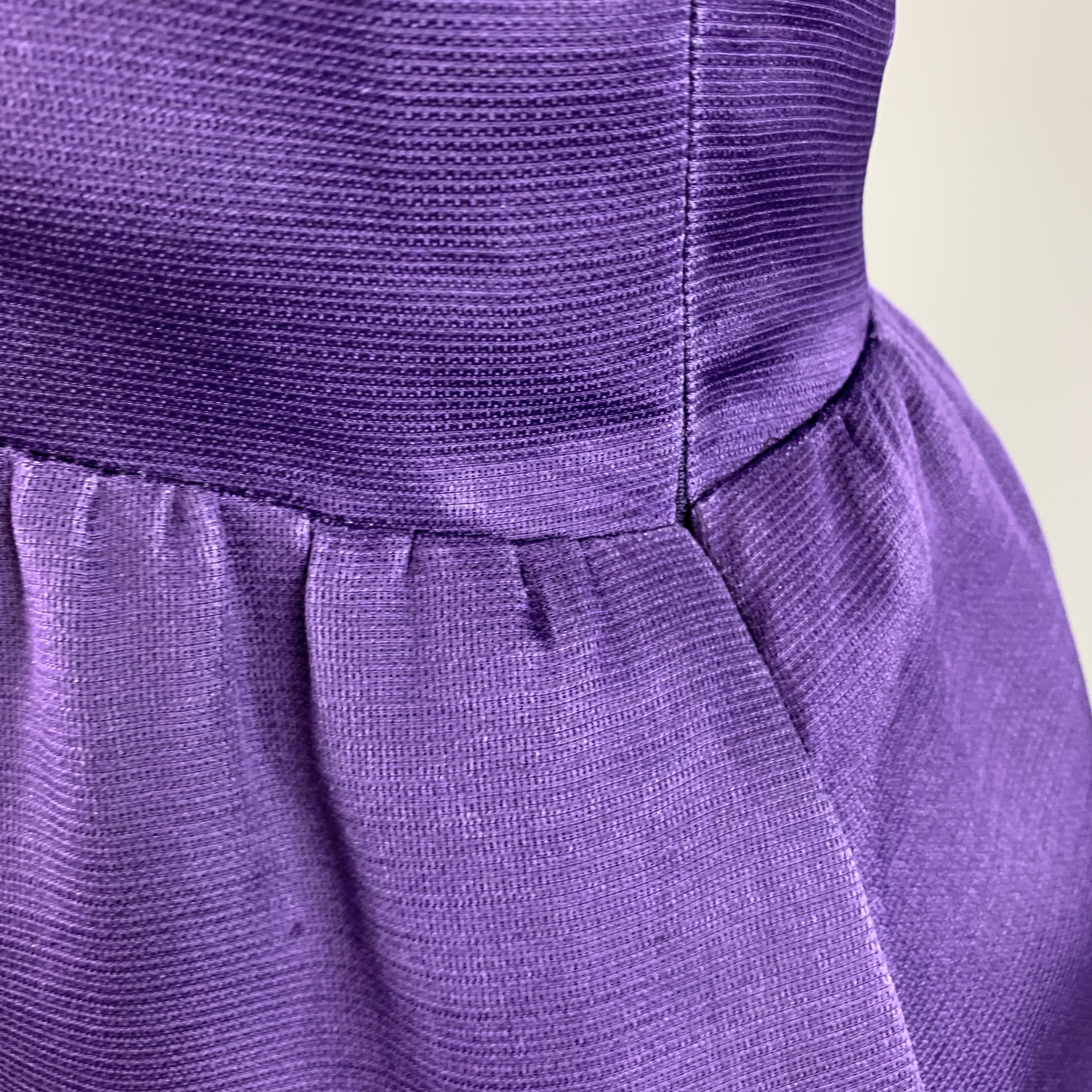 Men's BALENCIAGA Size 6 Purple Silk Sleeveless Ruffle Skirt Sheath Cocktail Dress