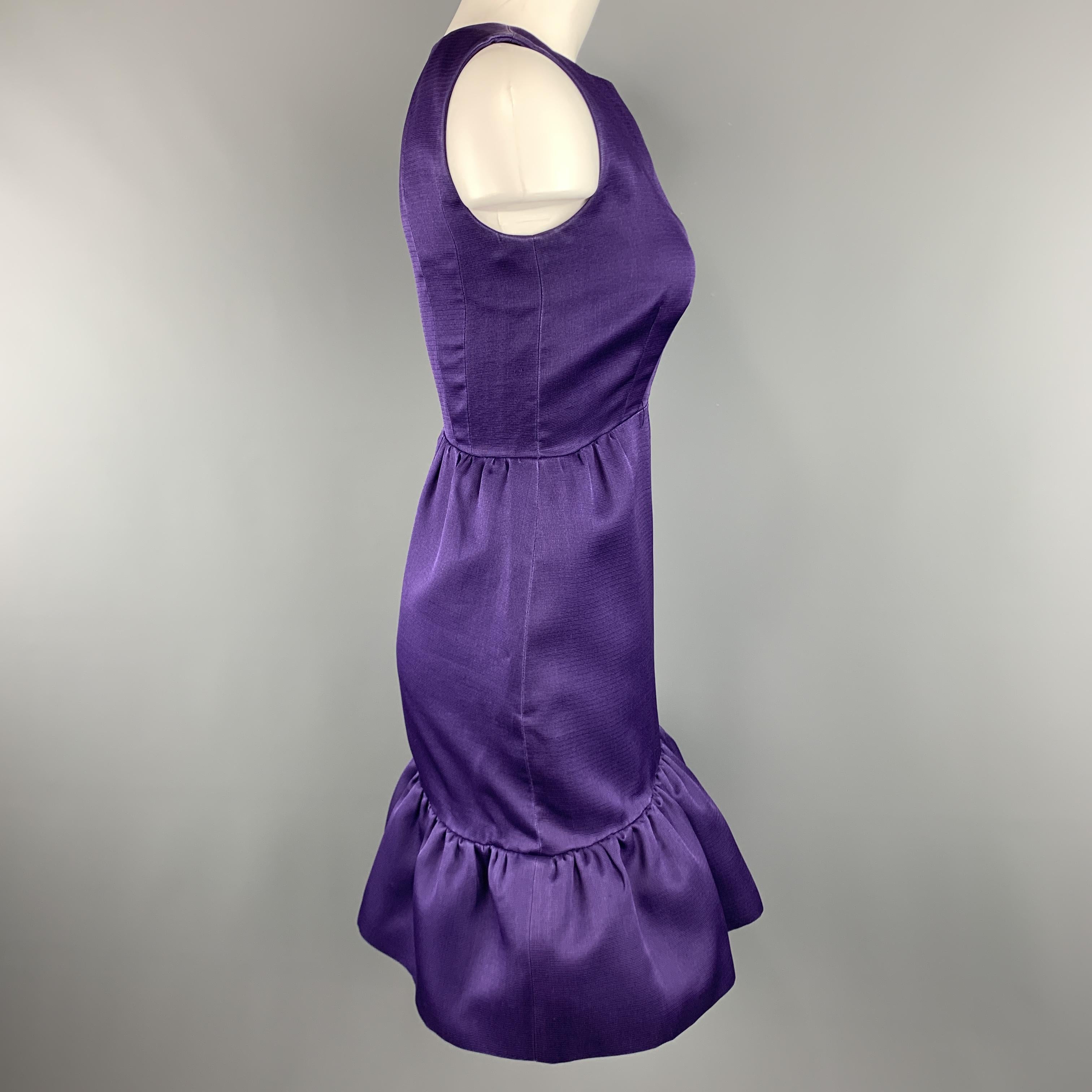 BALENCIAGA Size 6 Purple Silk Sleeveless Ruffle Skirt Sheath Cocktail Dress 1
