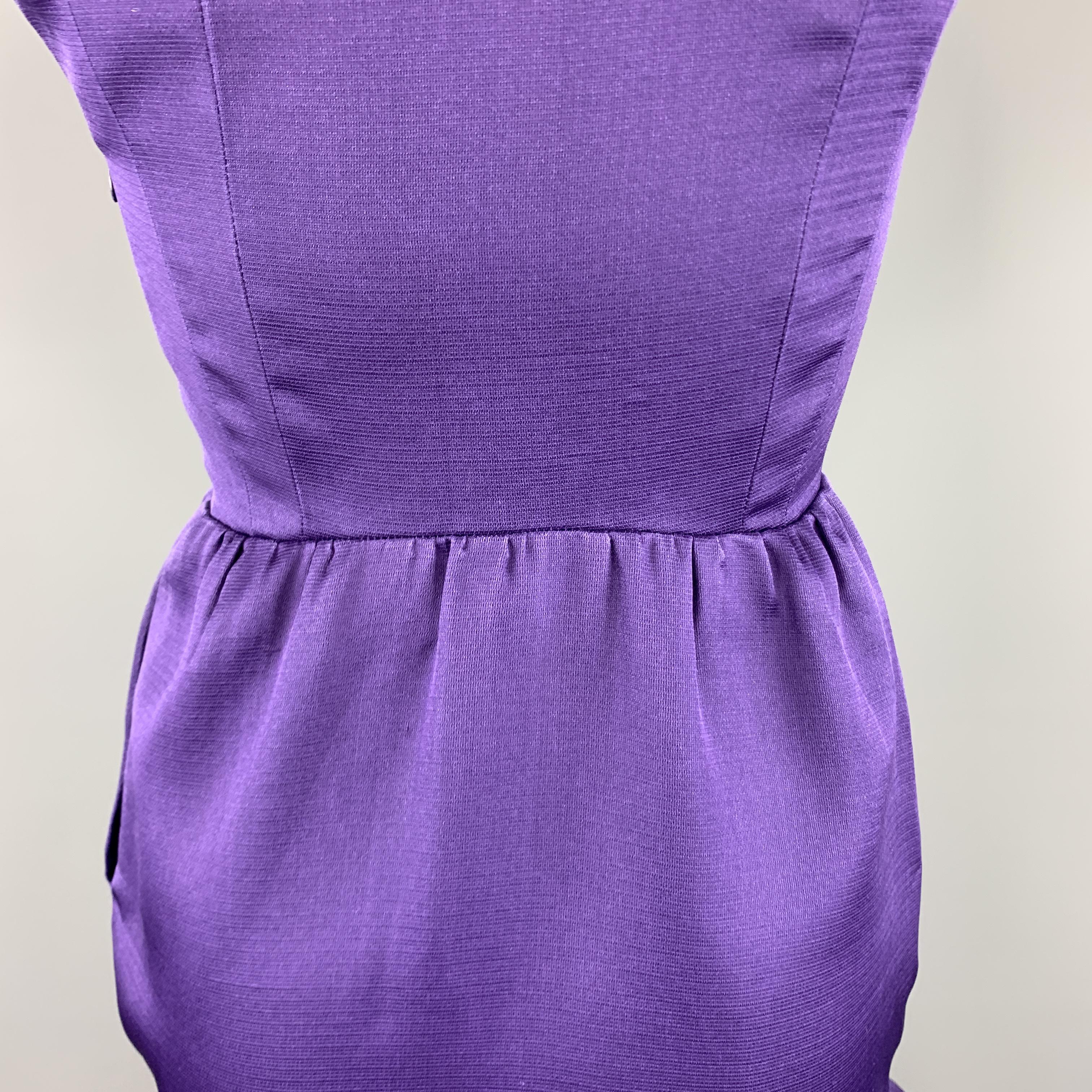 BALENCIAGA Size 6 Purple Silk Sleeveless Ruffle Skirt Sheath Cocktail Dress 4