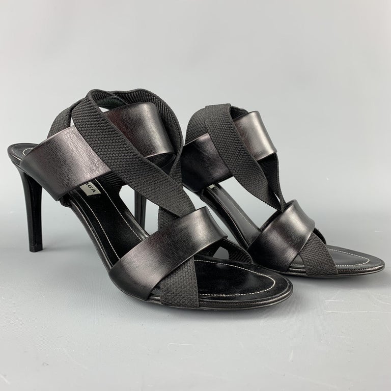 BALENCIAGA Size 8 Black Leather Ribbon Strappy Heel Sandals For Sale at  1stDibs | alexander mcqueen skull ballet flats, alexander mcqueen skull  flats, alexander mcqueen studded pumps