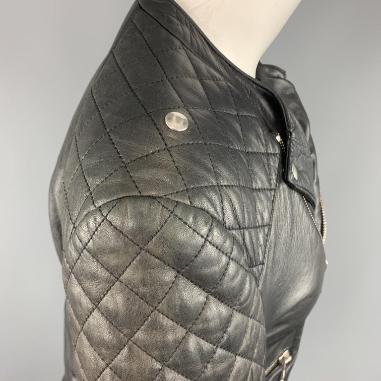 BALENCIAGA Size 8 Black Quilted Leather Biker Moto Jacket For Sale at ...