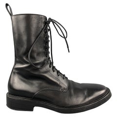 BALENCIAGA Size 9 Black Leather Lace Up Boots