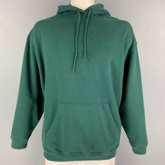 BALENCIAGA Size L Green Logo Cotton Hoodie Sweatshirt