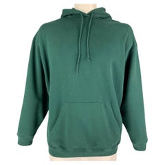 BALENCIAGA Size L Green Logo Cotton Hoodie Sweatshirt