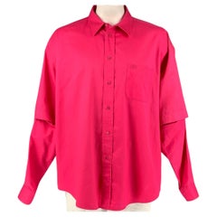 BALENCIAGA Size L Pink Cotton Oversized Long Sleeve Shirt
