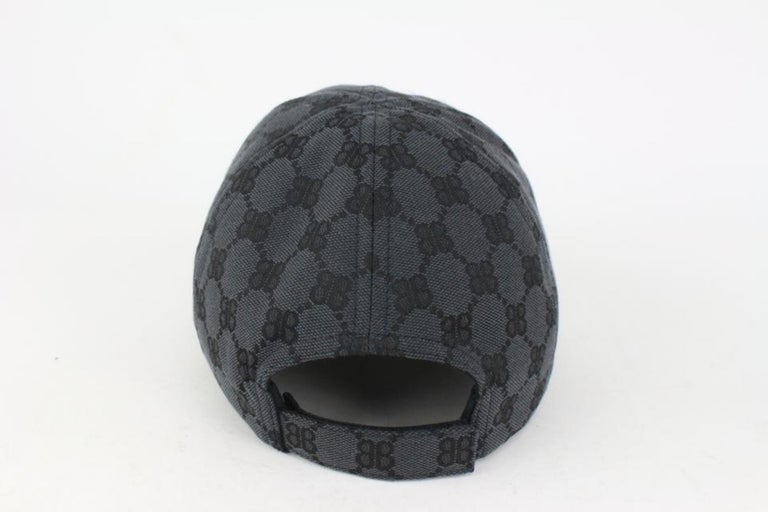 Louis Vuitton Size 60 Black Leather Monogram Shadow Cap Baseball Hat 123lv19