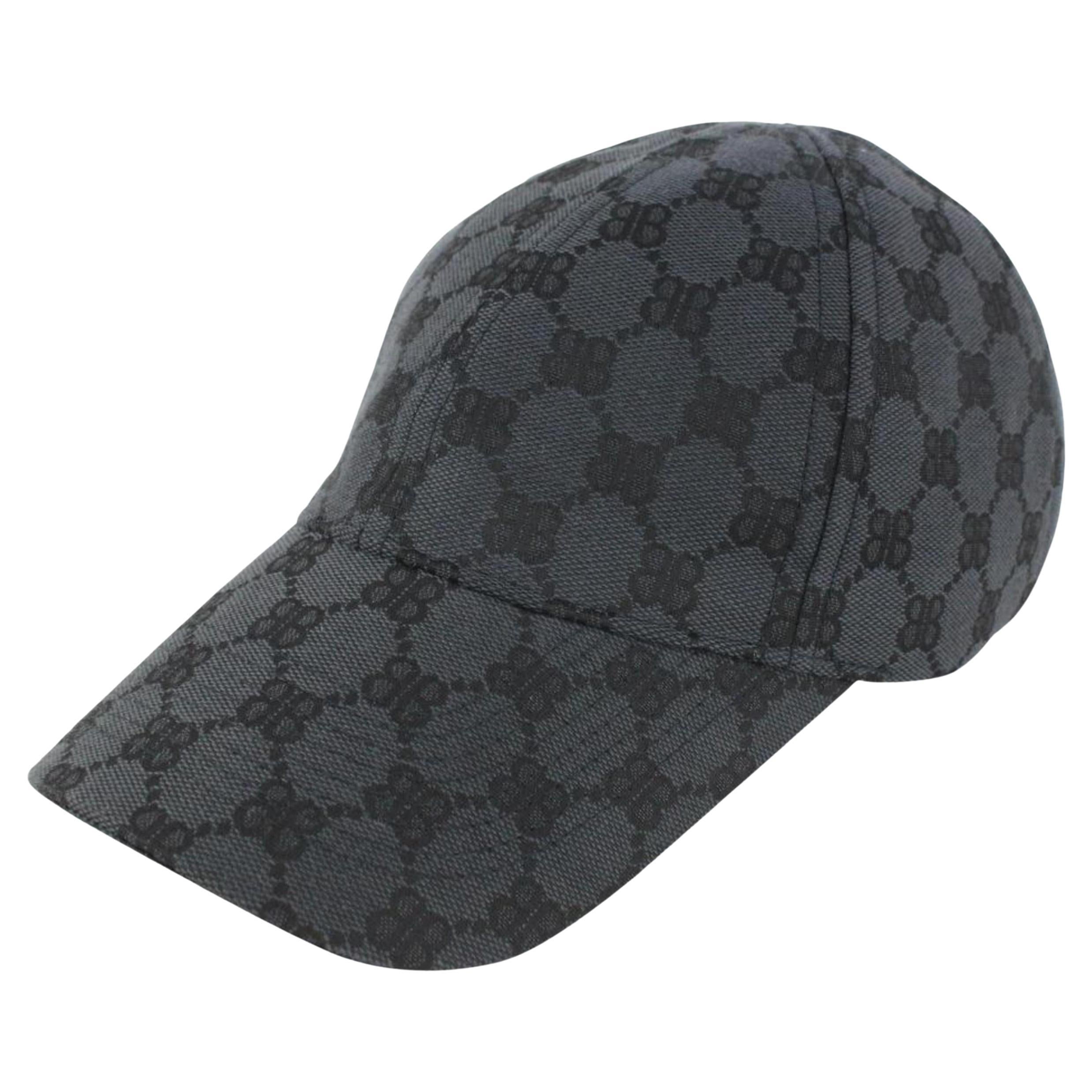 Balenciaga Size Large Black Monogram Hacker Cap Baseball Hat 1118b22