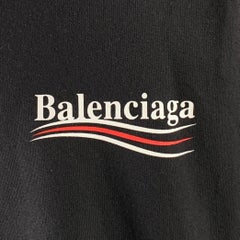 BALENCIAGA Size M Black Logo Cotton Crew-Neck T-shirt