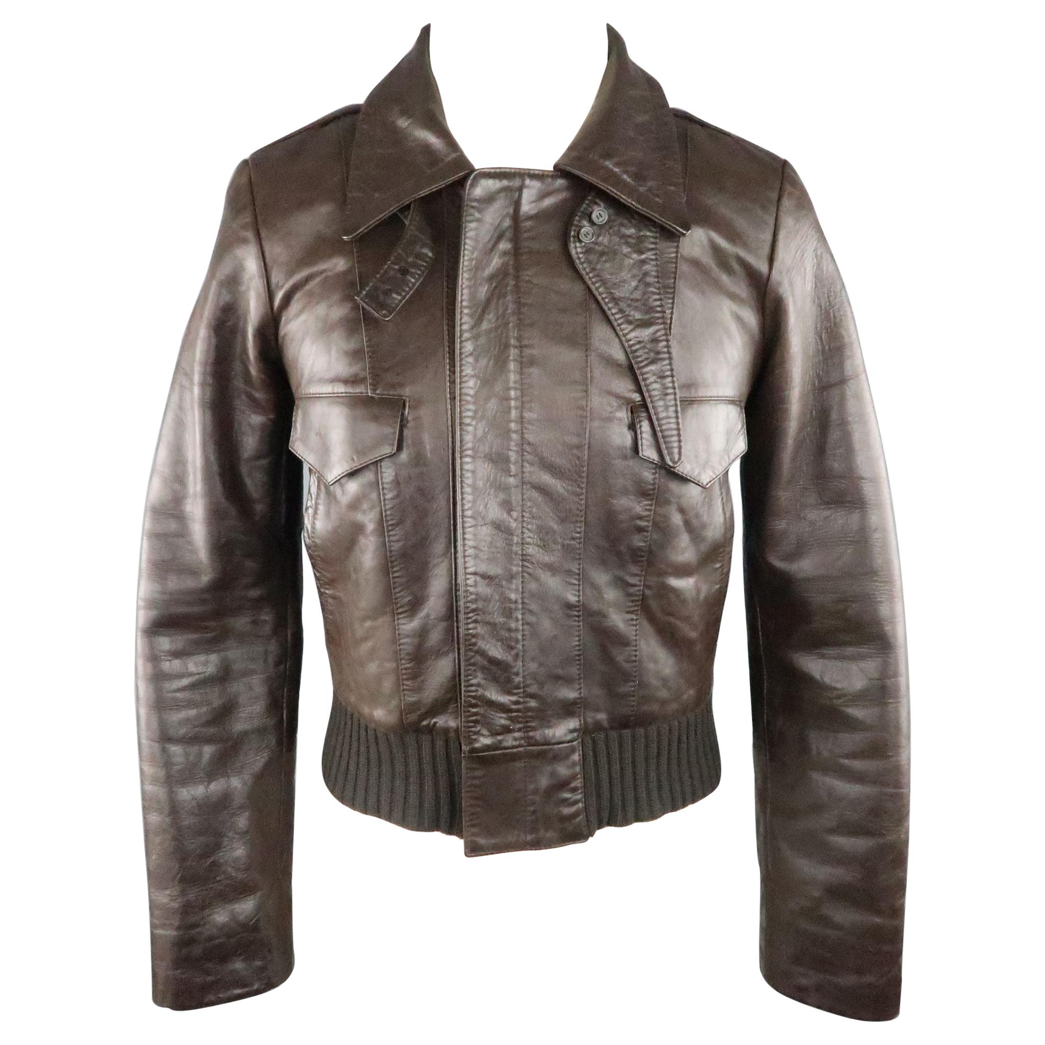 BALENCIAGA Size S Brown Leather Collared Cropped Bomber Jacket at 1stDibs | balenciaga  cropped bomber, balenciaga leather bomber jacket, balenciaga distressed  bomber