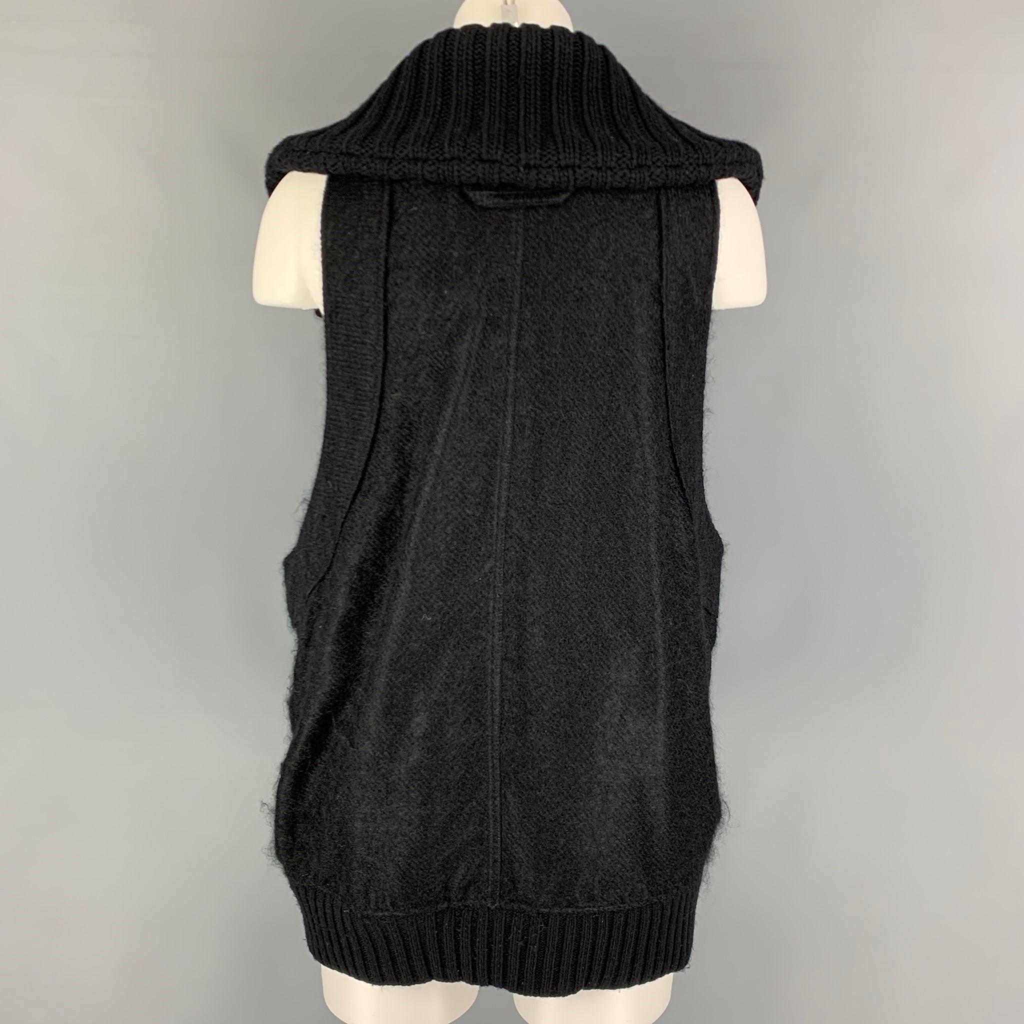BALENCIAGA Size XS Black Mohair Blend Knitted Oversized Vest In Good Condition In San Francisco, CA