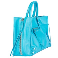 BALENCIAGA himmelblau Leder PAPIER A6 SIDE ZIP TOTE Tasche