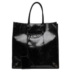 Balenciaga Schwarze Tote Bag mit Schlangeneffekt-Effekt