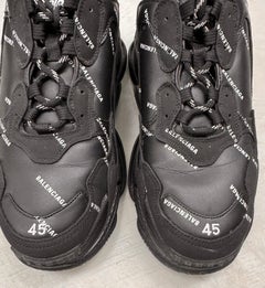 Balenciaga Sneaker Triple S Allover Logo Black White 45 Size 12 Shoes