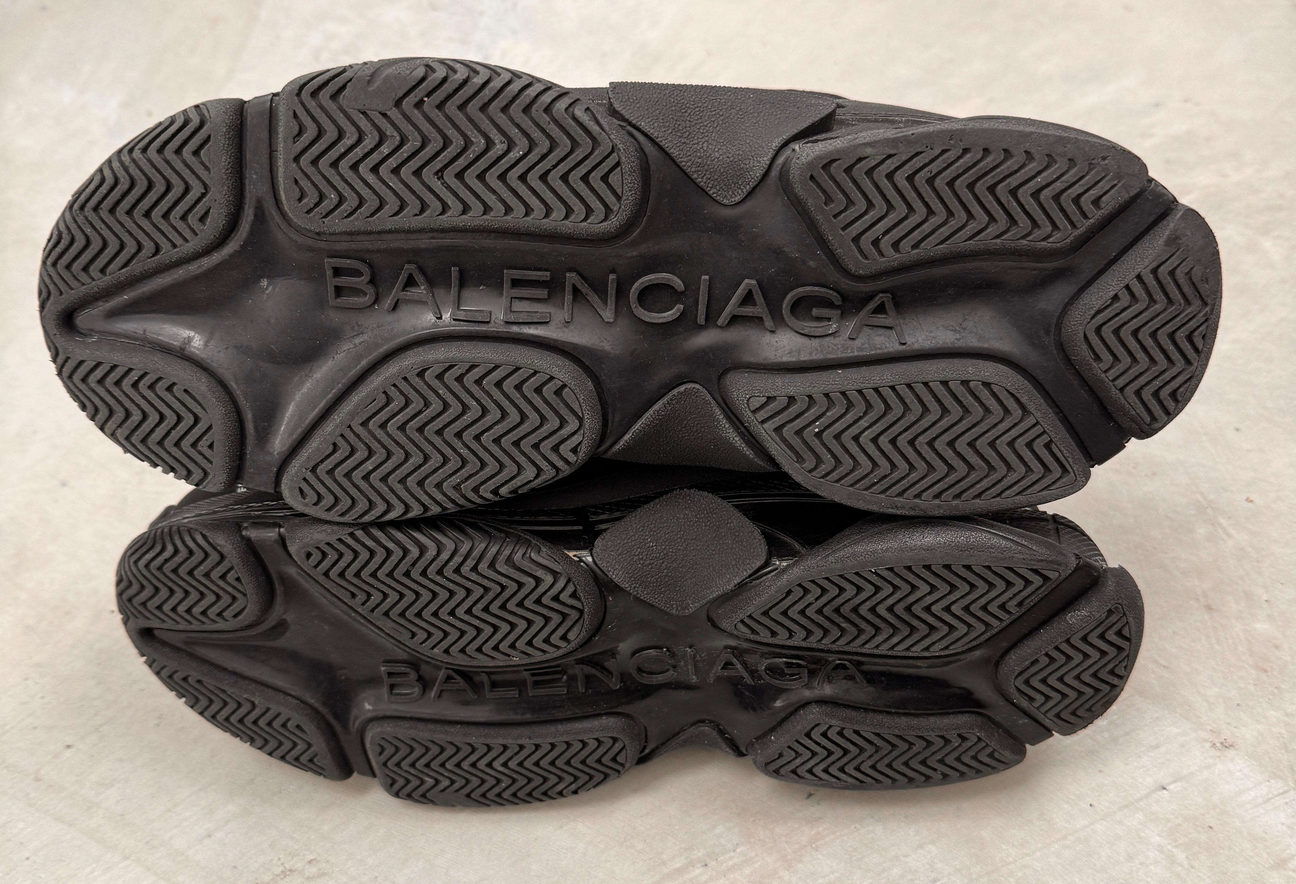 Balenciaga Sneaker Triple S Allover Logo Black White 45 Size 12 Shoes For Sale 2