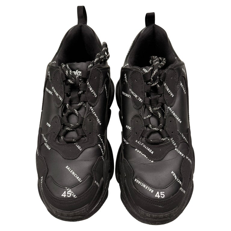 Balenciaga Sneaker Triple S Allover Logo Black White 45 Size 12 
