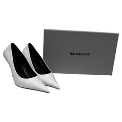 Balenciaga Soft Nappa Square Knife 80mm Pumps 36.5 White