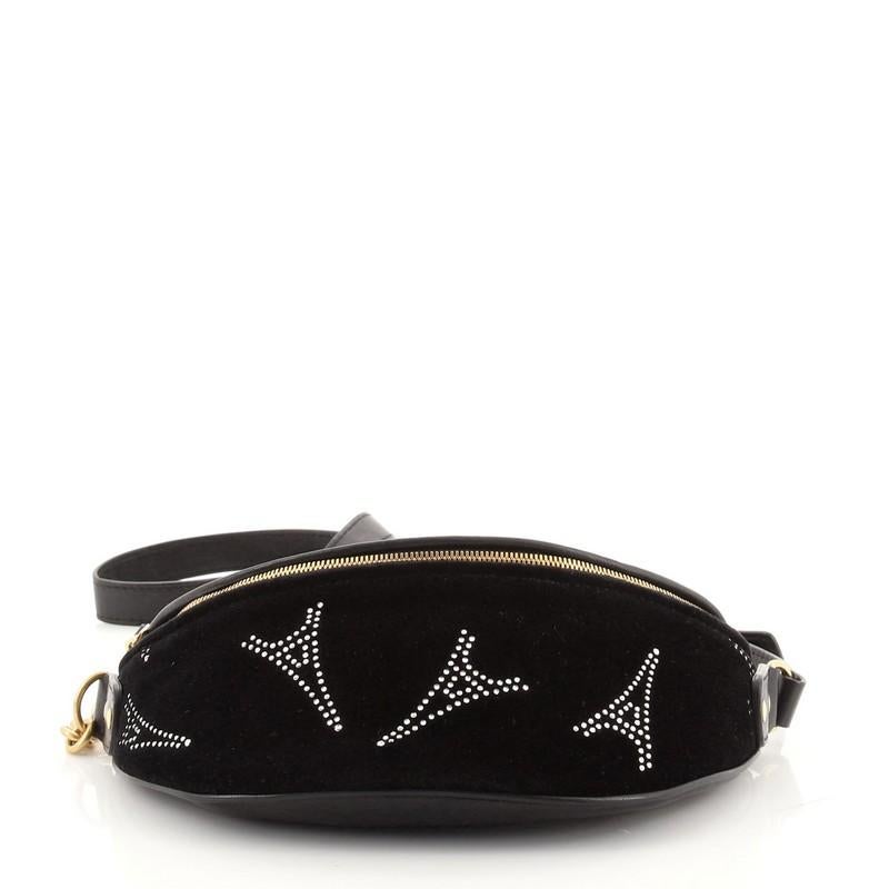 Black Balenciaga Souvenir Belt Bag Crystal Embellished Velvet XS