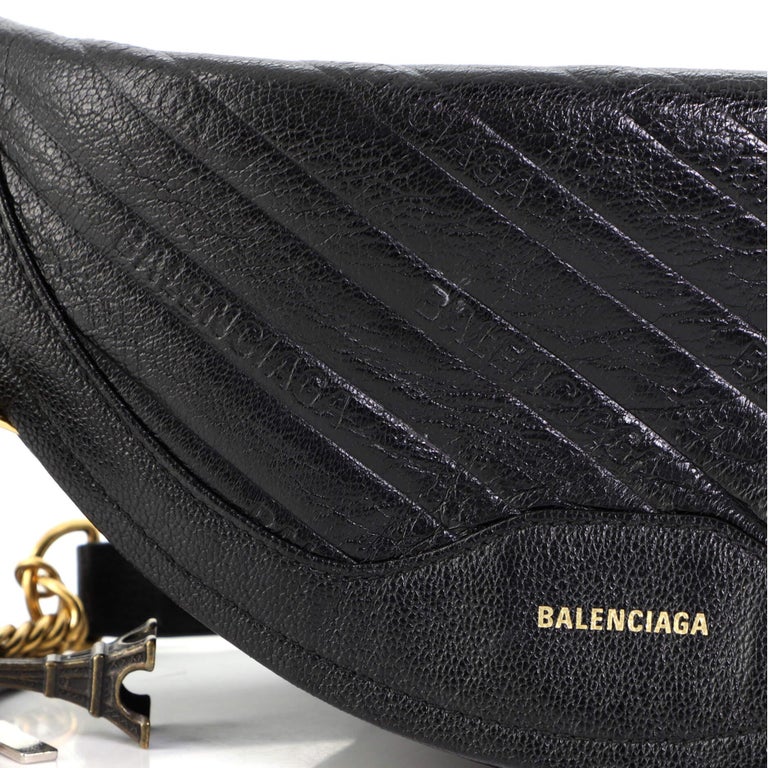 Balenciaga Souvenir Belt Bag Logo Embossed Leather XXS For Sale at 1stDibs