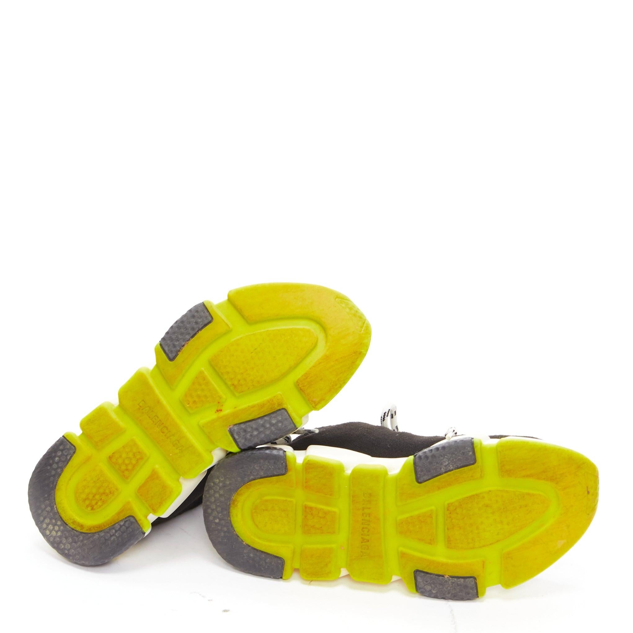 BALENCIAGA Speed black fabric neon yellow sole sock sneakers EU37 For Sale 5
