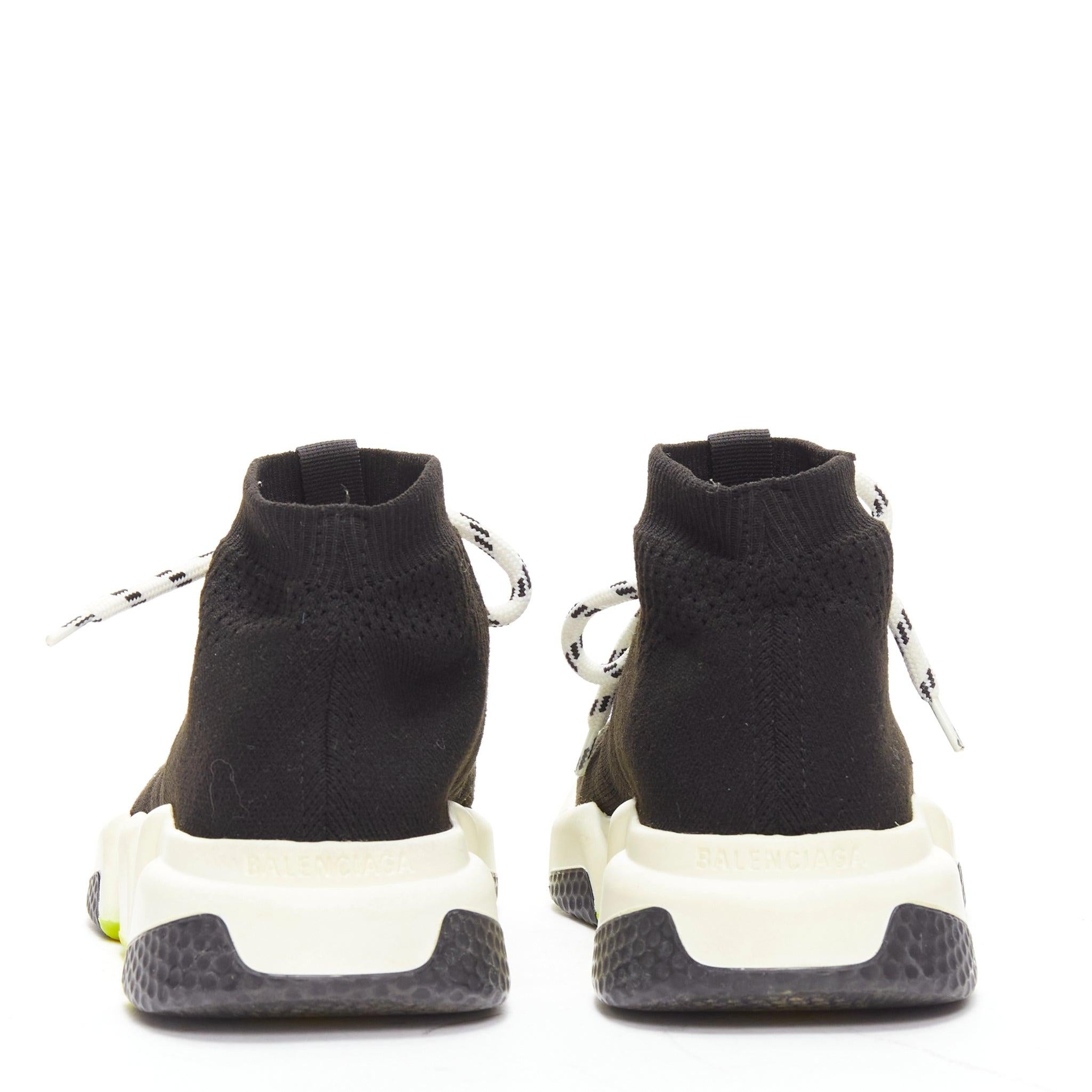 Women's BALENCIAGA Speed black fabric neon yellow sole sock sneakers EU37 For Sale
