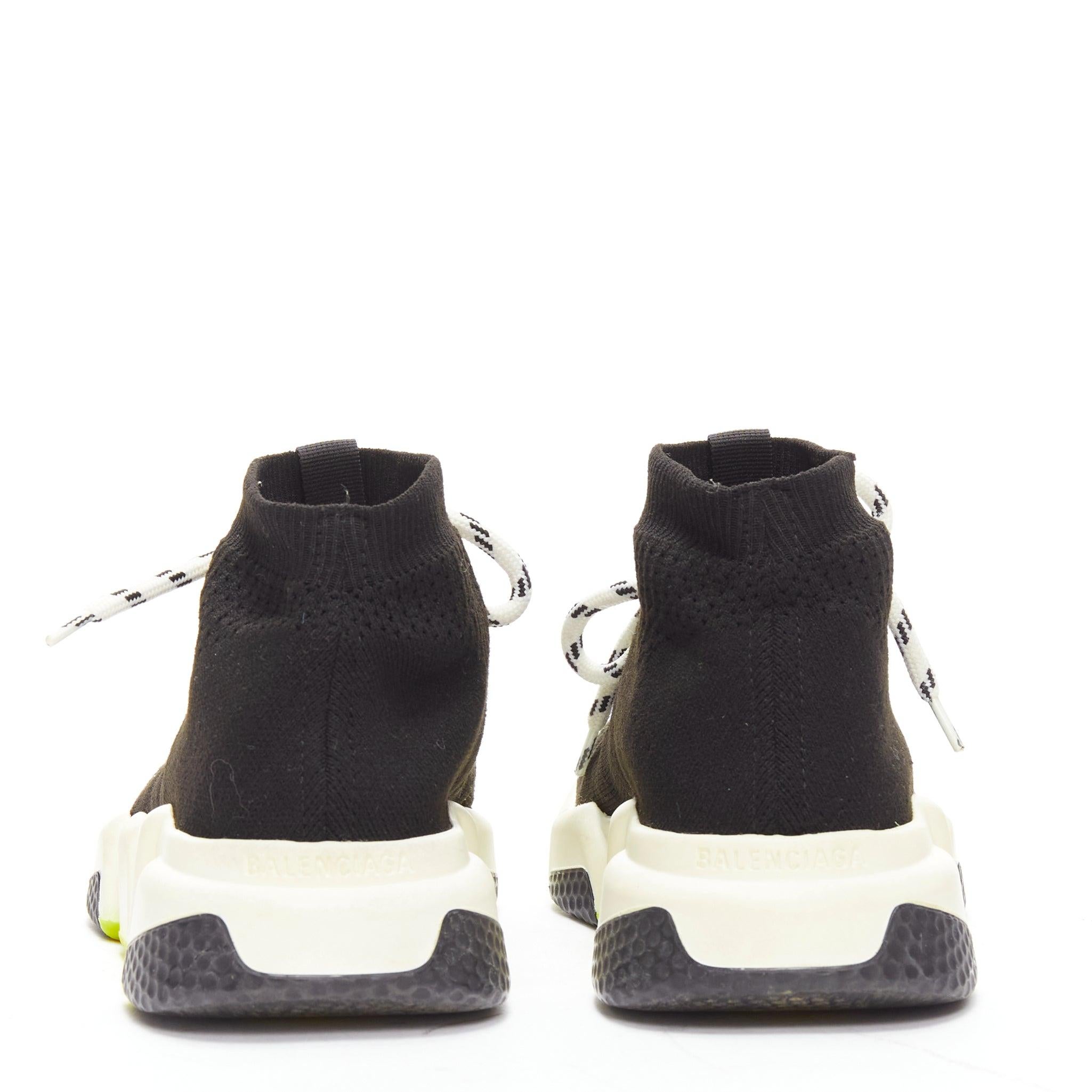 BALENCIAGA Speed black fabric neon yellow sole sock sneakers EU37 In Good Condition For Sale In Hong Kong, NT